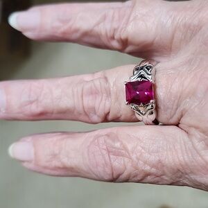 Lab-grown Ruby, Sterling Silver Ring
